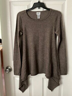 NEELY Ladies' Sweater/Pullover Brown/Beige color, Asymmetrical bottom Size S